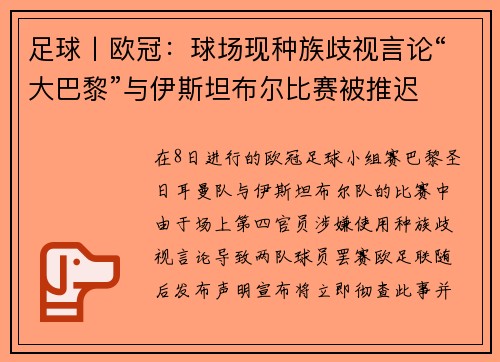 足球丨欧冠：球场现种族歧视言论“大巴黎”与伊斯坦布尔比赛被推迟